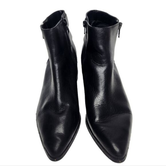 BLEECKER & BOND Georgia Black Leather Ankle Booties - Picture 2 of 14